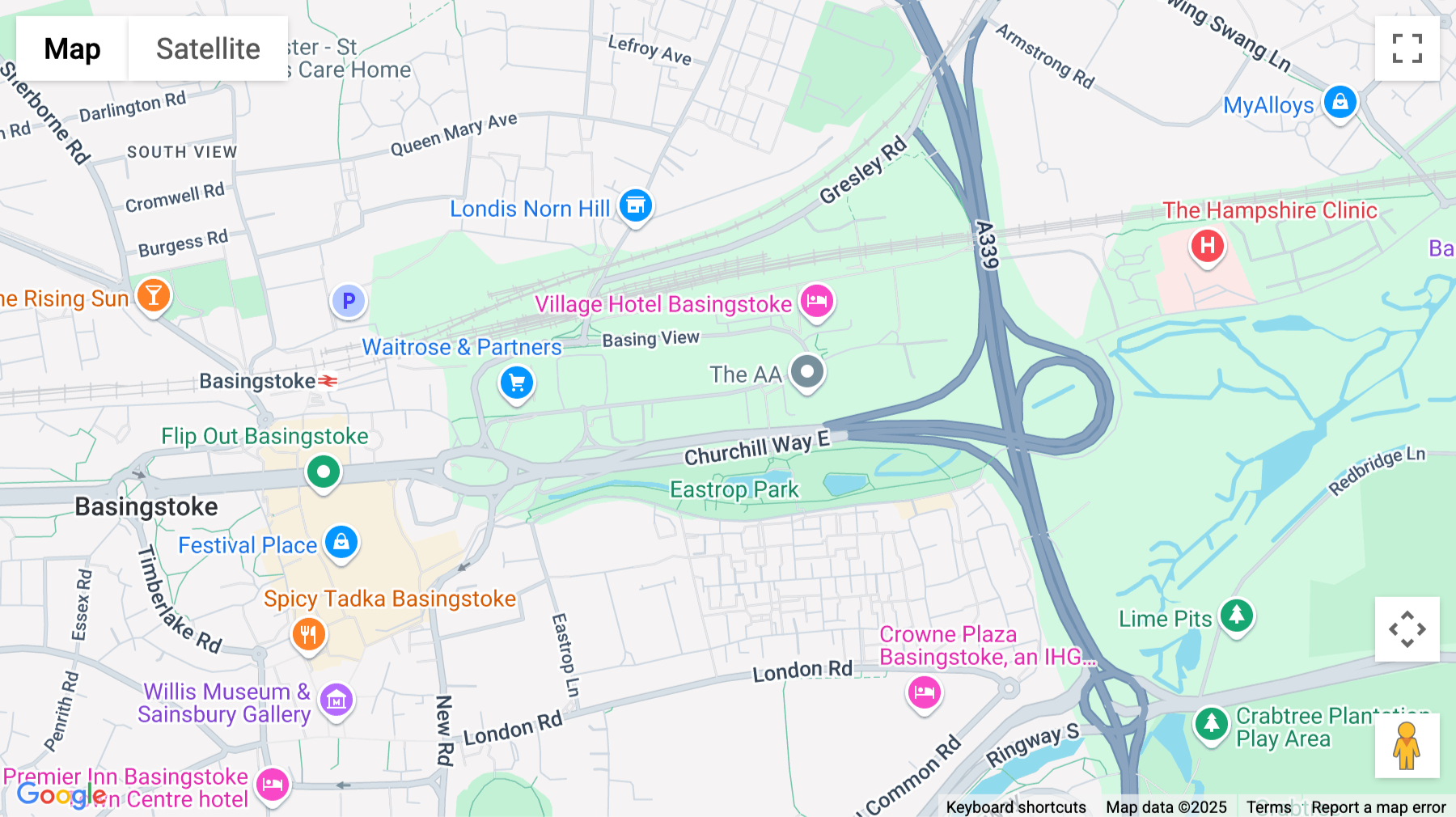 Click for interative map of Basing View, The Grosvenor, Basingstoke