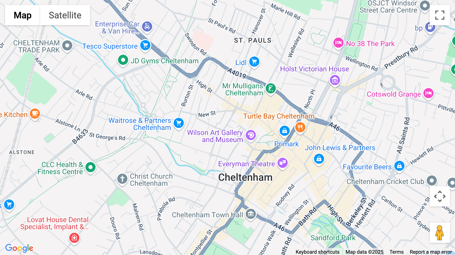 Click for interative map of 7 Ambrose Street, Cheltenham