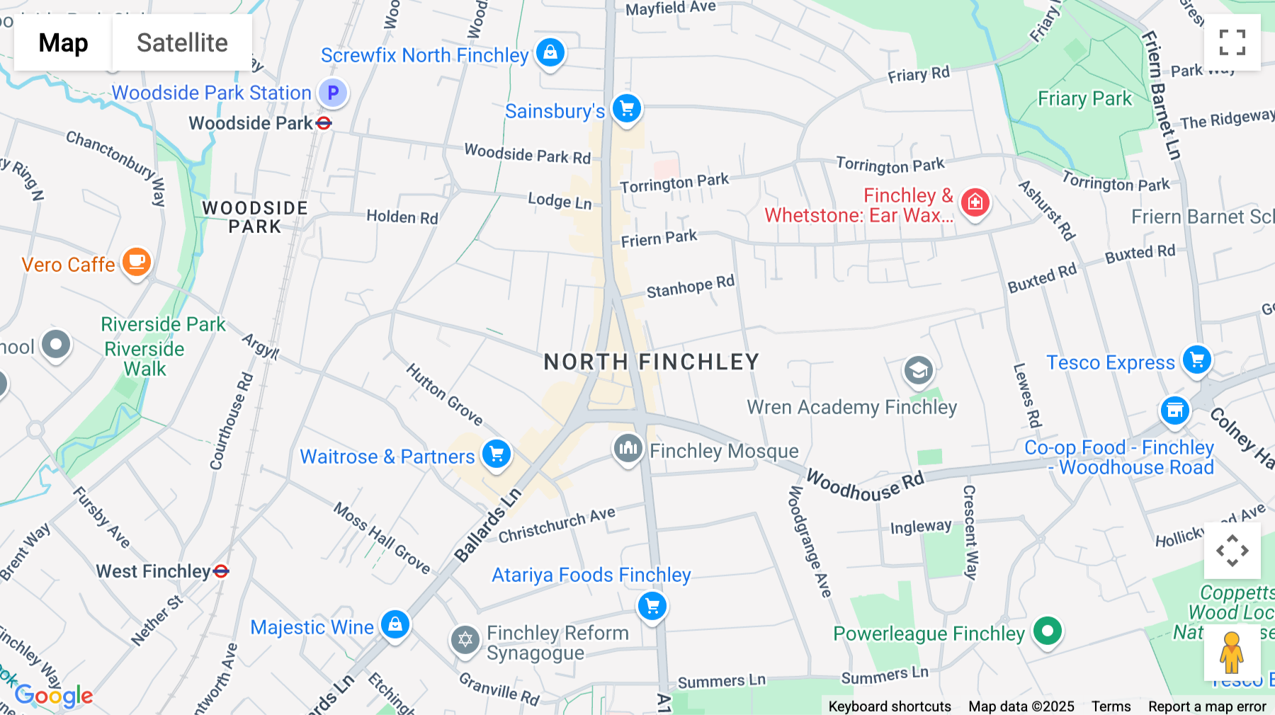 Click for interative map of 708 A High Road North, London