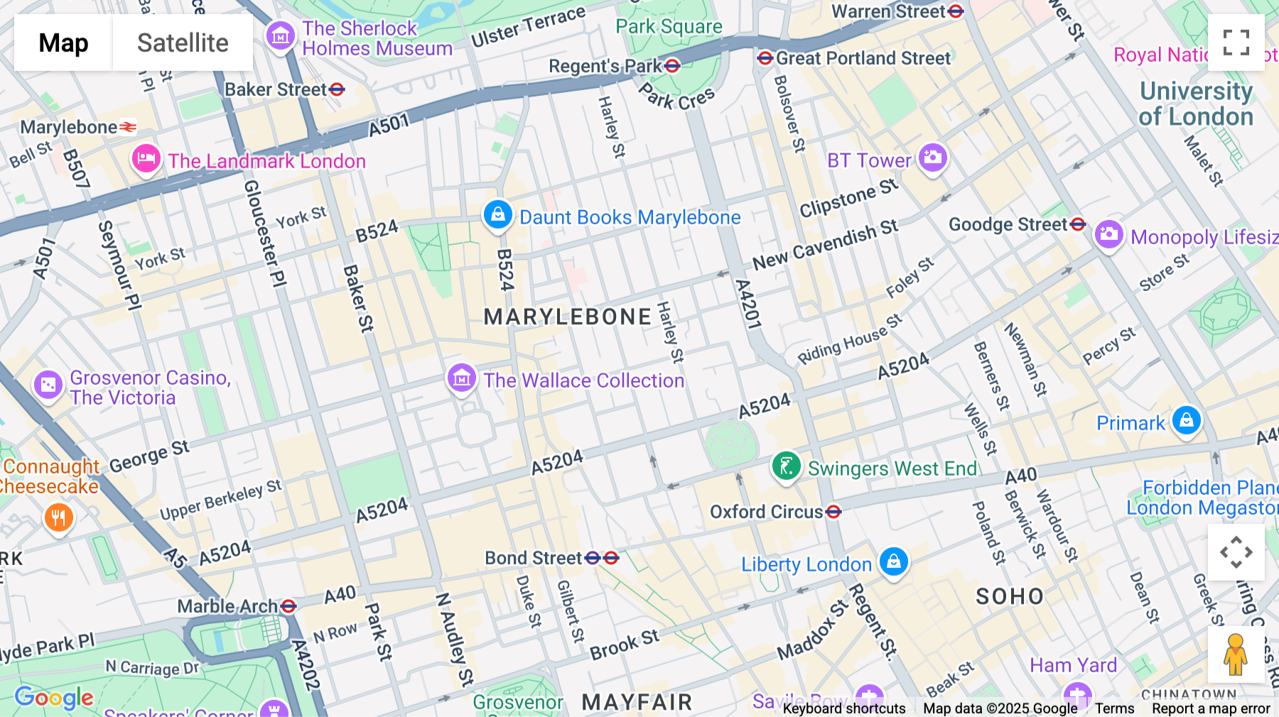 Click for interative map of 34 Queen Anne Street, London