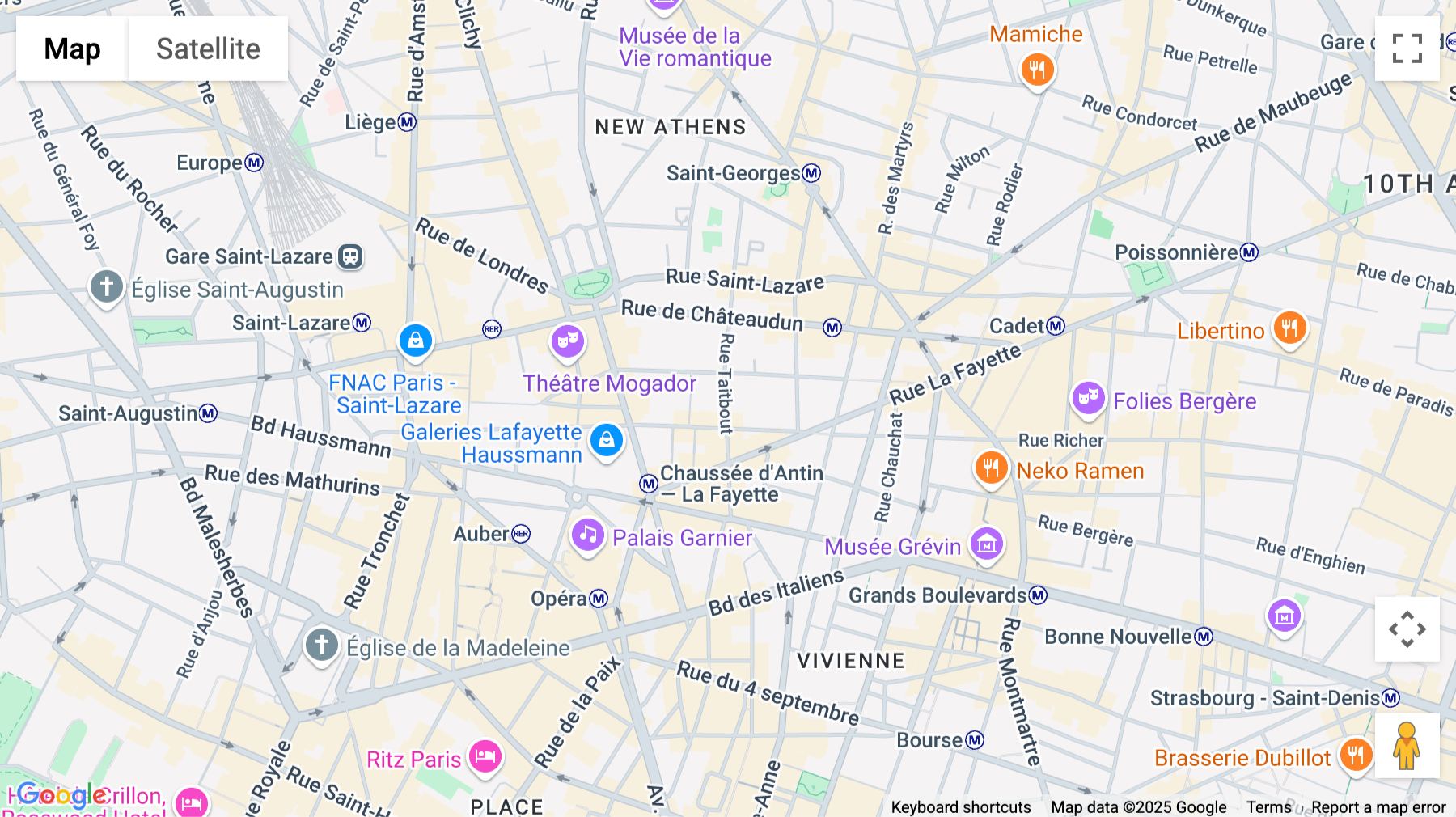 Click for interative map of 48-50 Rue de Taitbout, Paris