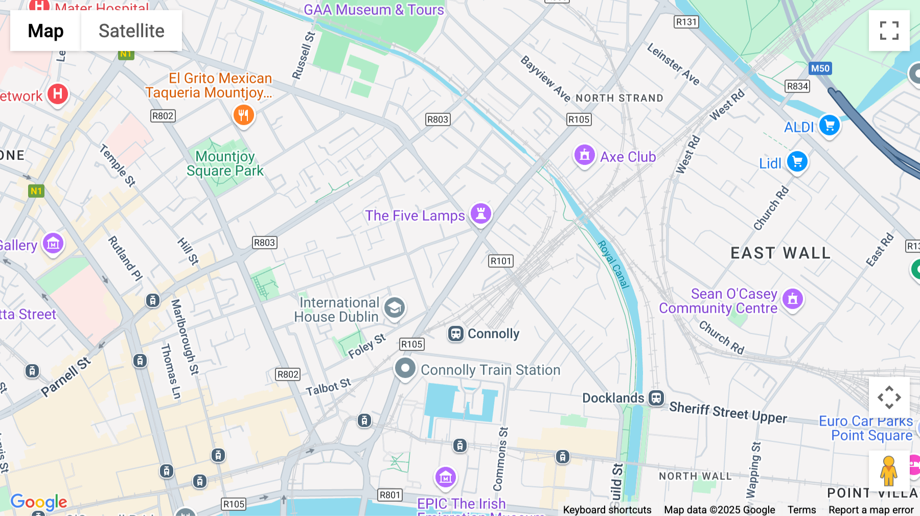 Click for interative map of 70 Amiens Street, Dublin