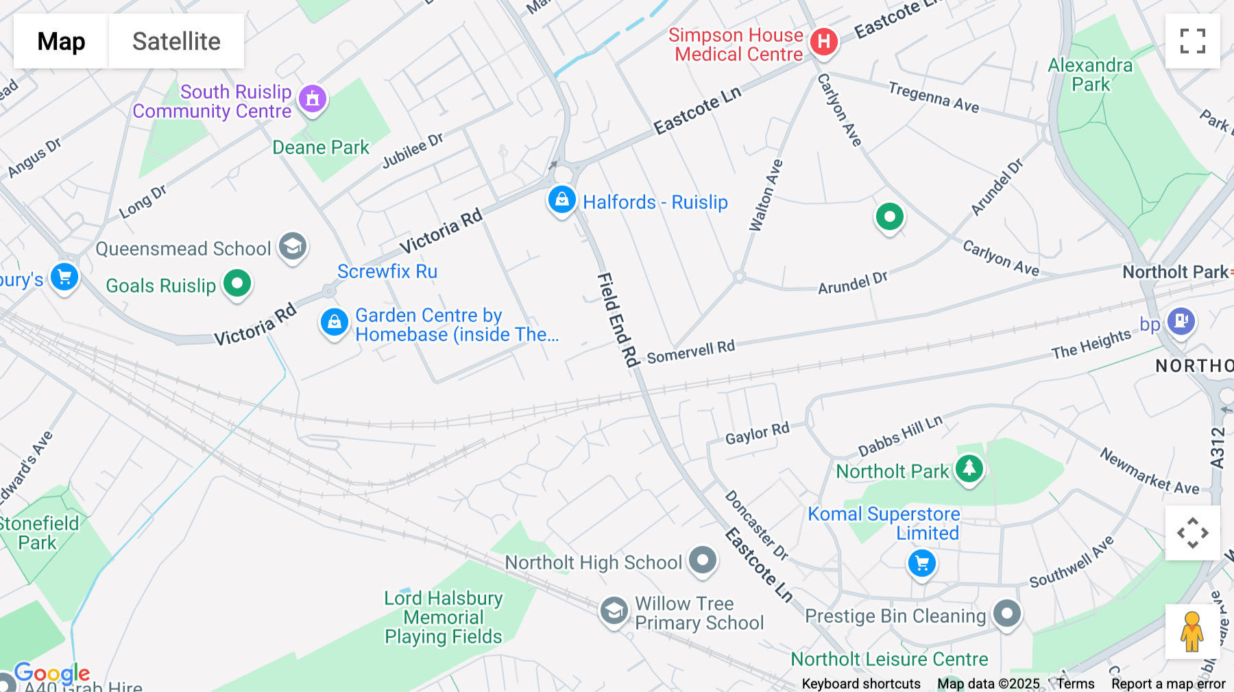 Click for interative map of 1 Bradfield Road, Ruislip