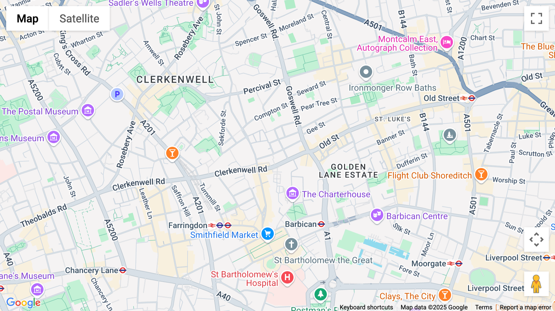 Click for interative map of 21-22 Great Sutton Street, London