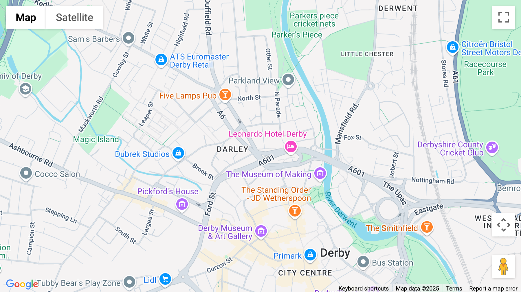 Click for interative map of St Helen's House, King Street, Derby