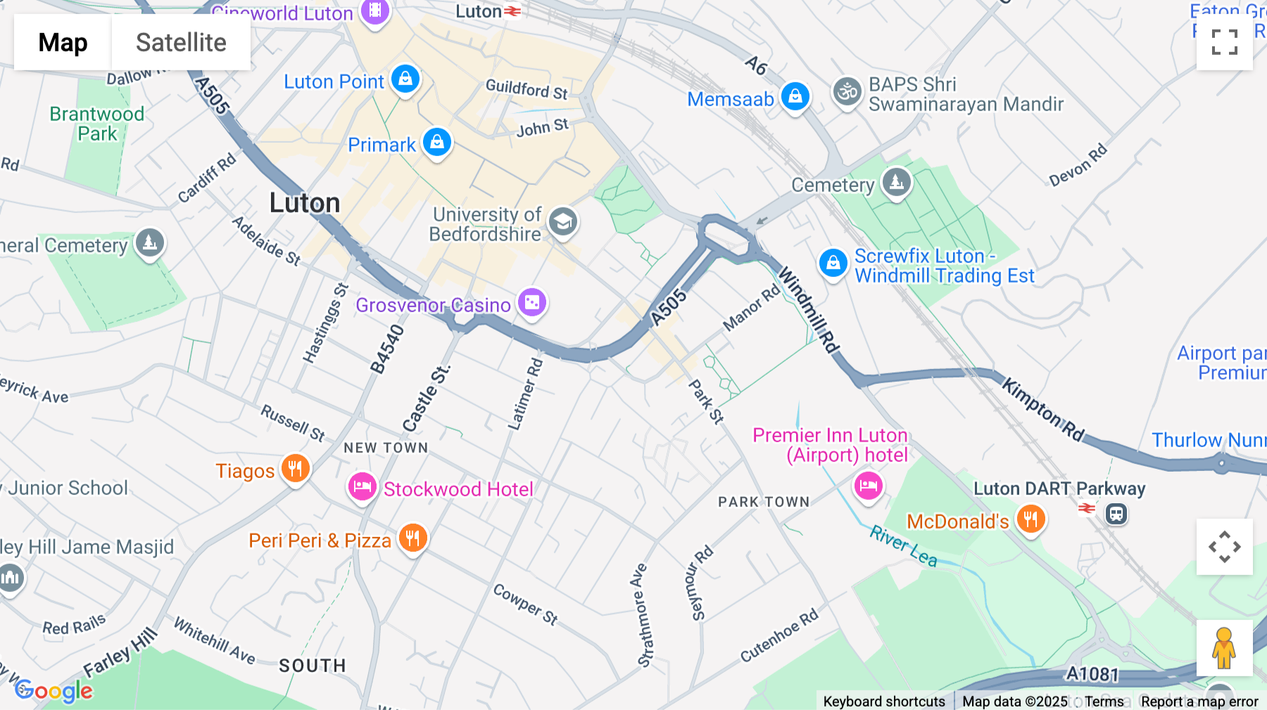 Click for interative map of Victory House, Chobham Street, Luton