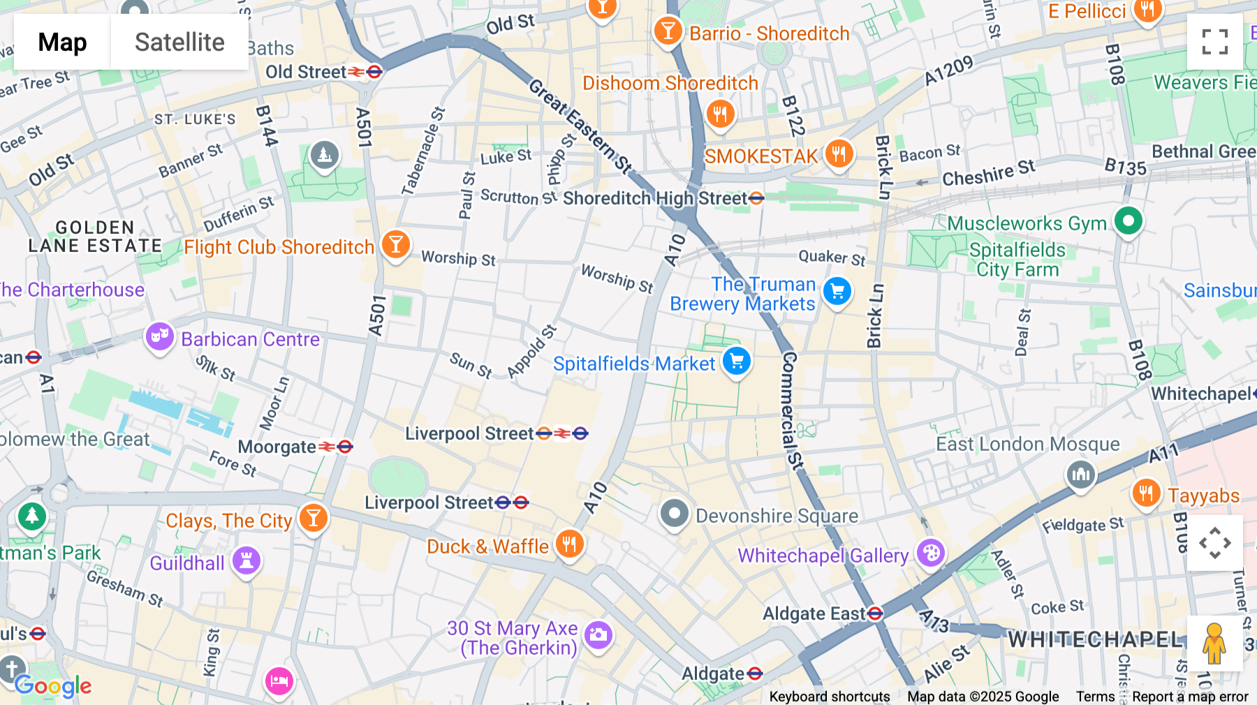 Click for interative map of 199 Bishopsgate, 1 Primrose Street, London