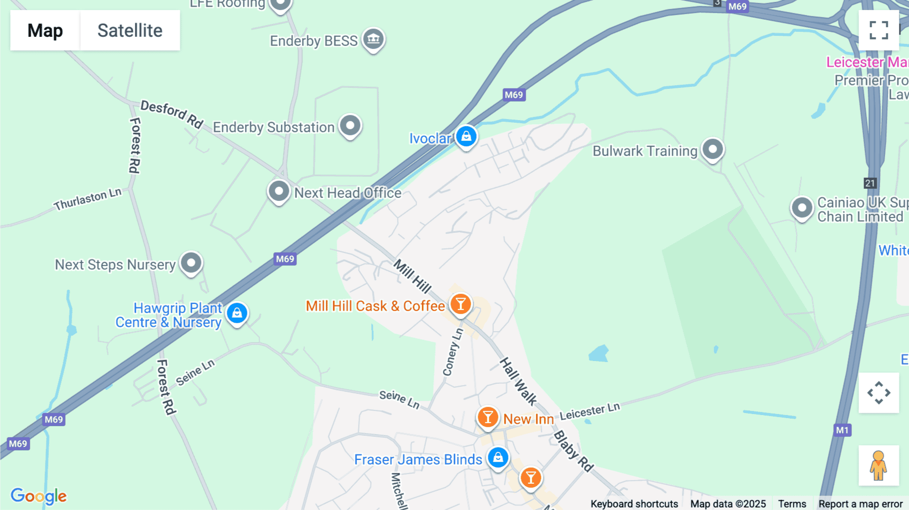 Click for interative map of 18 Warren Park Way, Enderby, Leicester