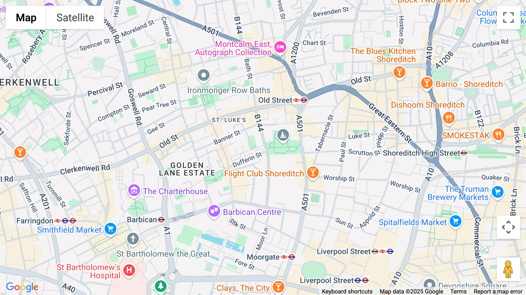 Click for interative map of 100 Bunhill Row, London