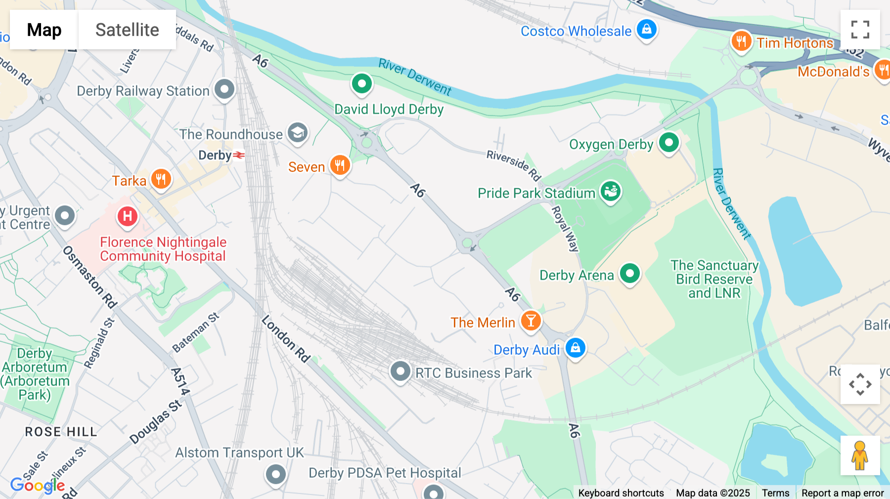 Click for interative map of 1 Pride Place, Pride Park, Derby, Derby