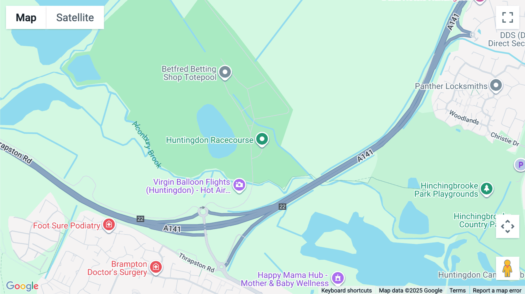 Click for interative map of Huntingdon Racecourse, Thrapston Rd, Brampton, Huntingdon