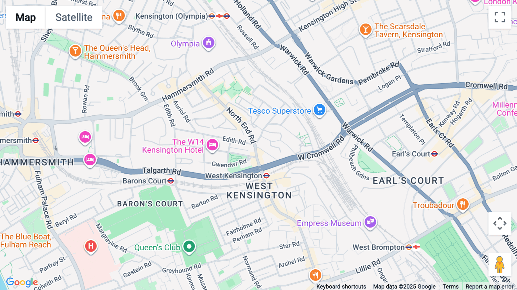 Click for interative map of 123 Disraeli Road and 1a Edith Villas, London