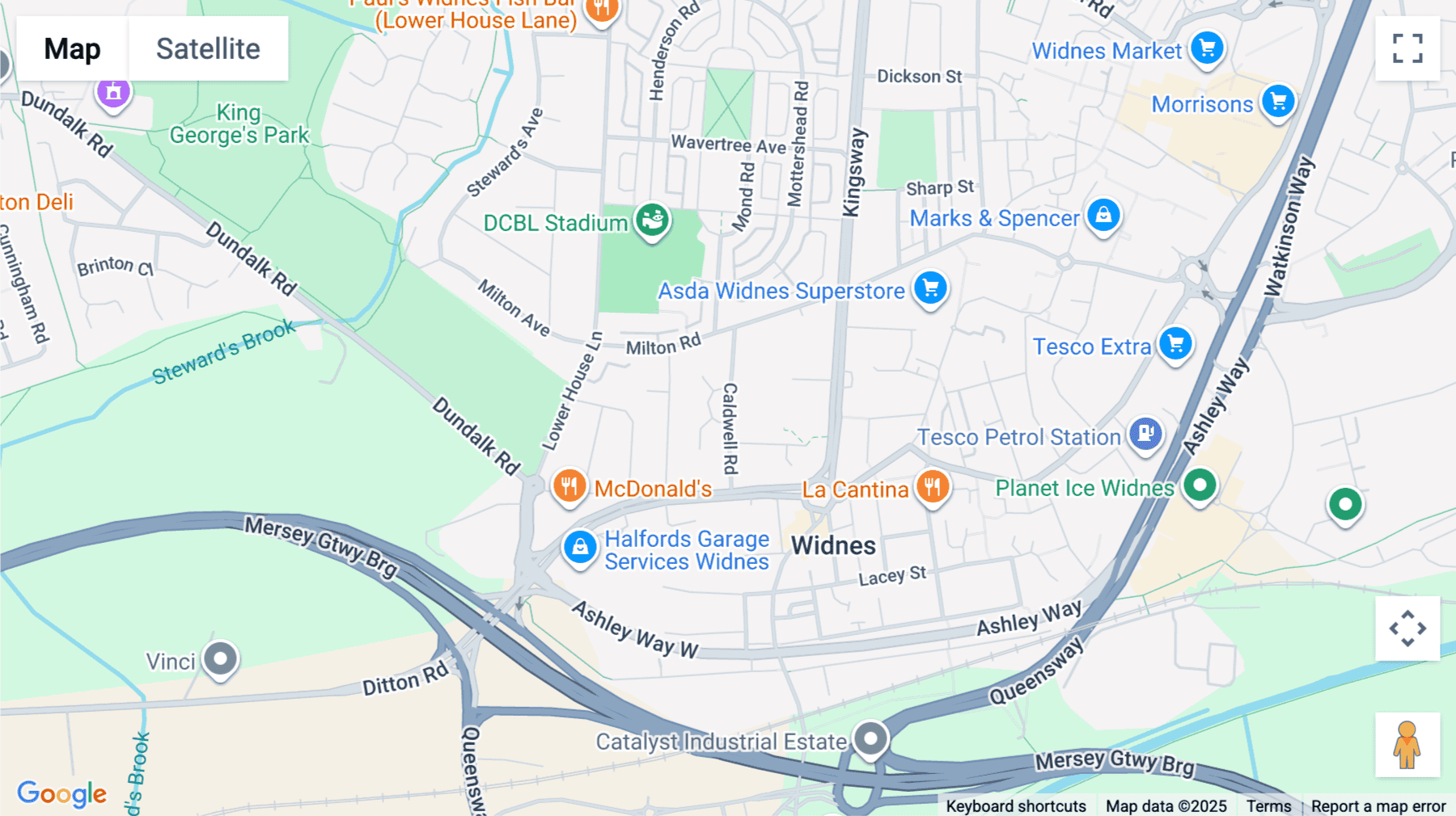 Click for interative map of Kingsway House, Caldwell Road, Widnes