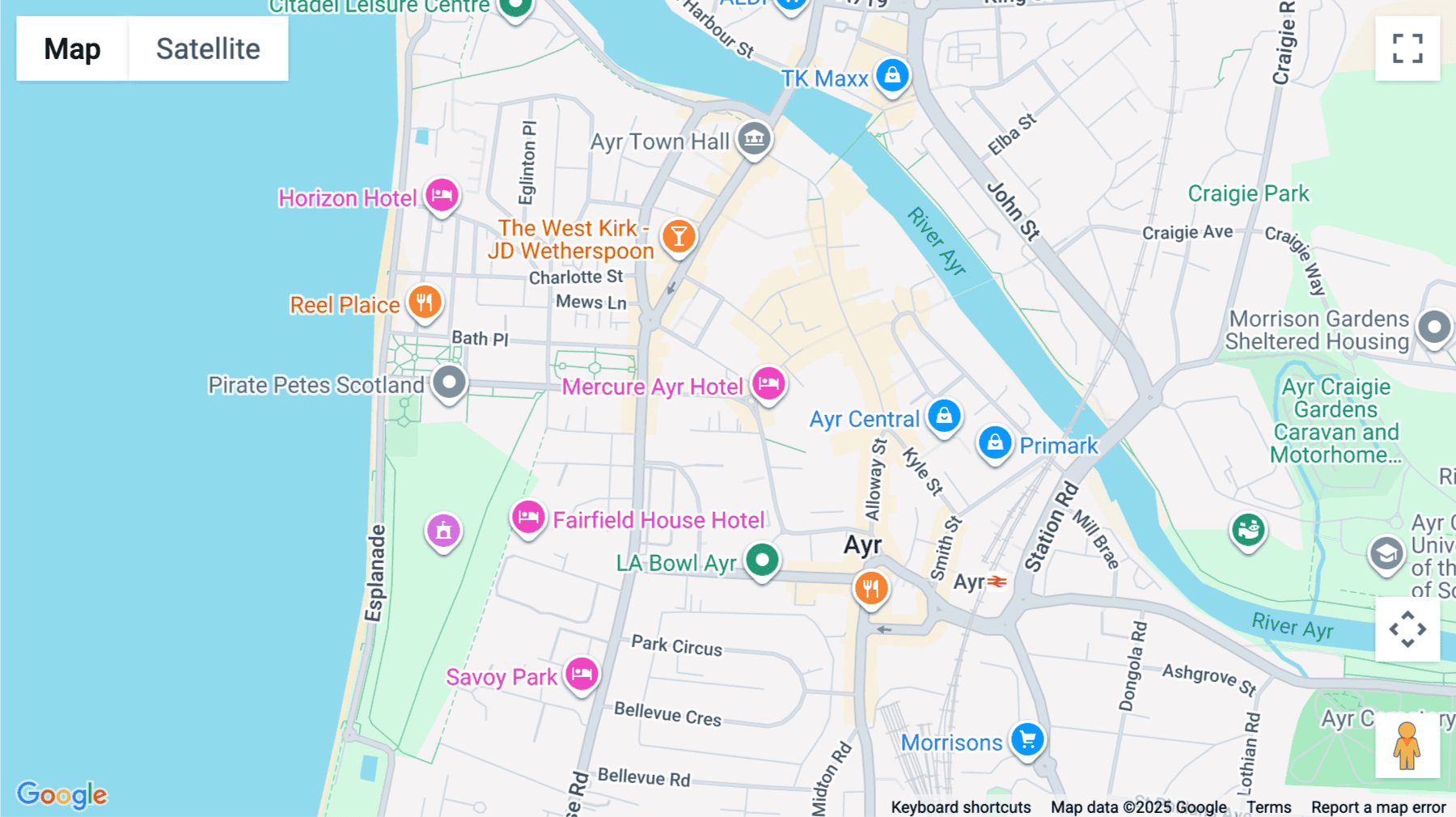 Click for interative map of 25 Barns Street, Ayr