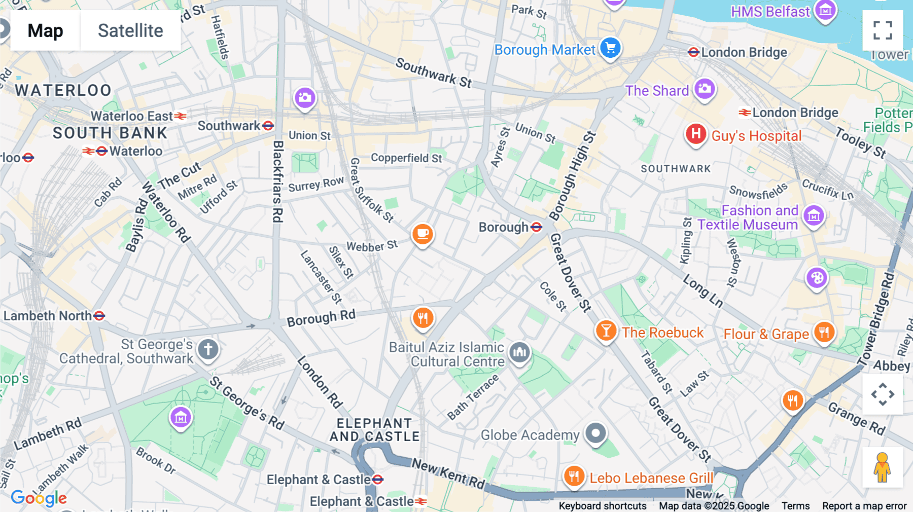 Click for interative map of 127 Great Suffolk Street, London