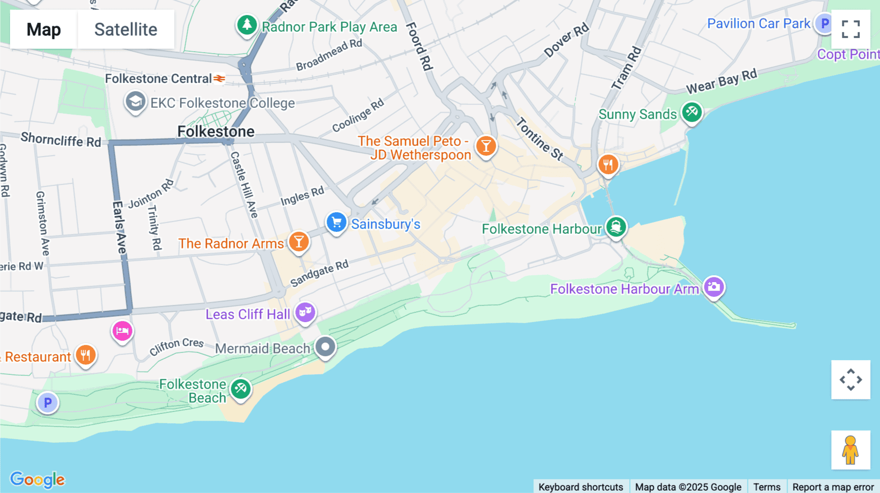 Click for interative map of Folkestone Business Hub, West Terrace, Folkestone