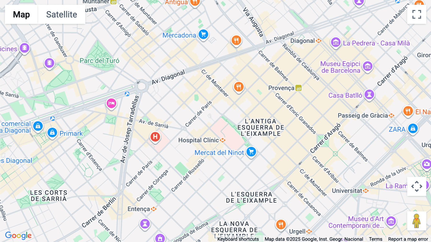 Click for interative map of Corsega, 199, Barcelona