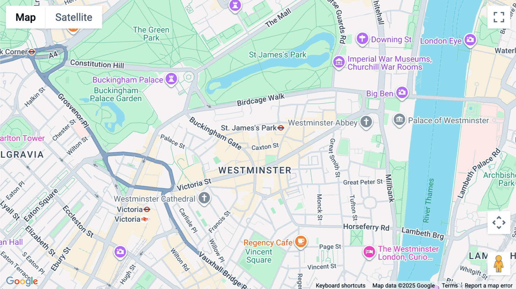 Click for interative map of 12 Caxton Steet, London