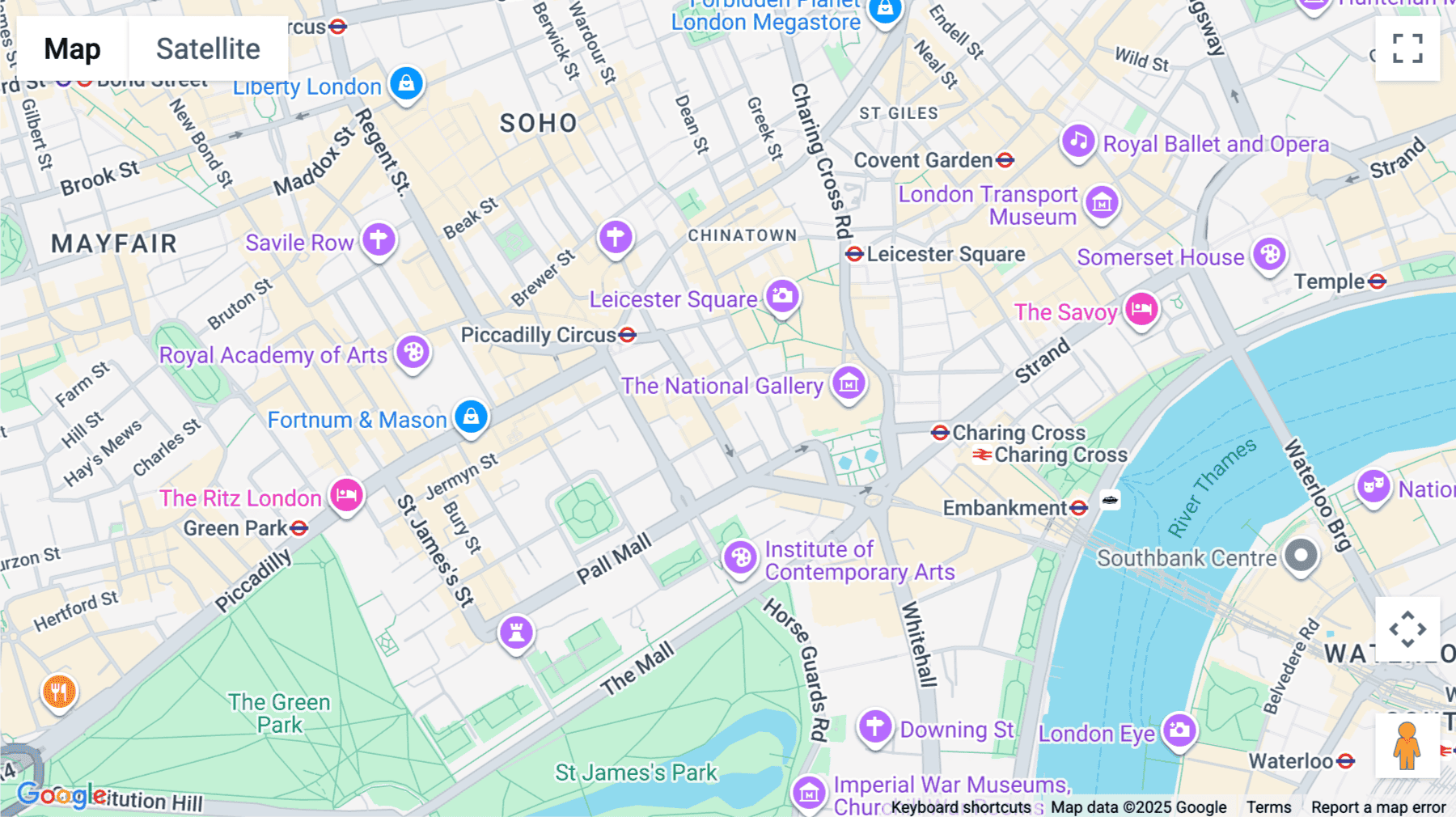 Click for interative map of 11 Haymarket Street, St James, London