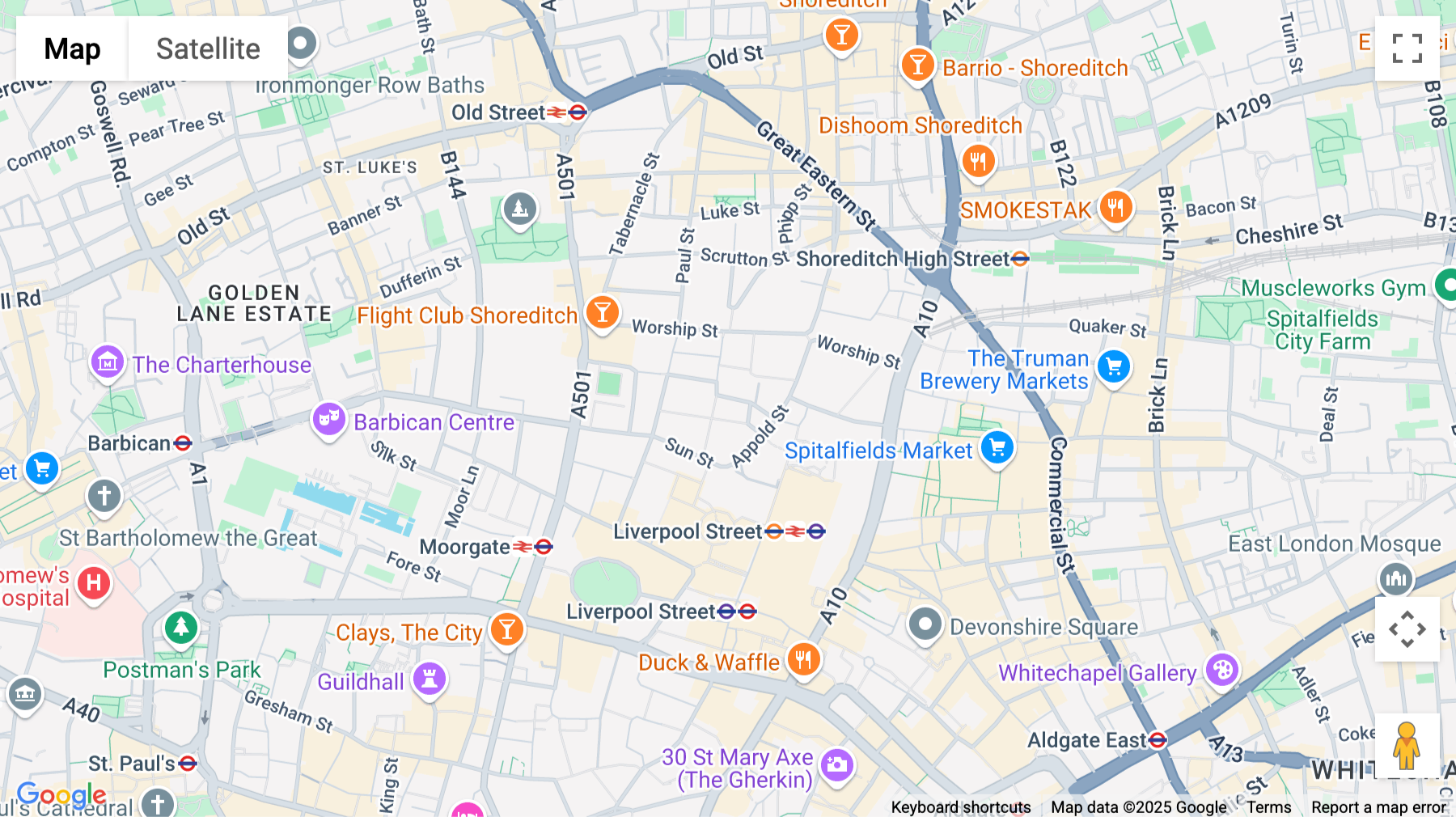Click for interative map of 30 Crown Place, London