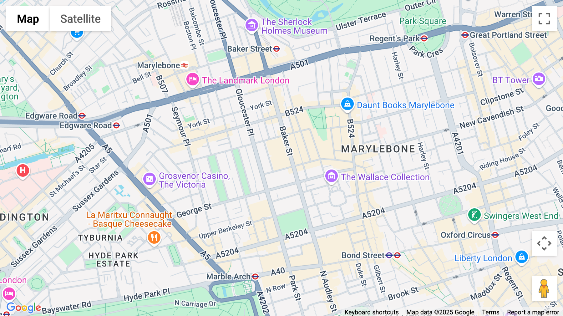 Click for interative map of 55 Baker Street, London