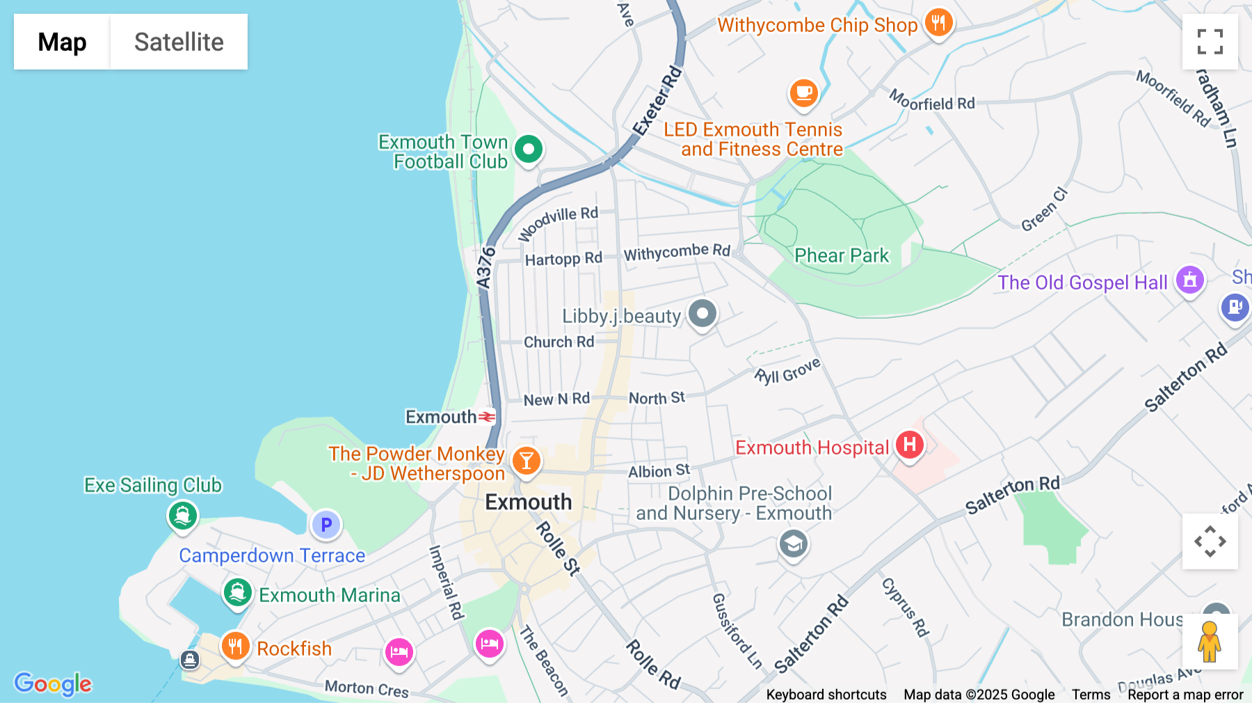 Click for interative map of 74B Exeter Road, Exmouth
