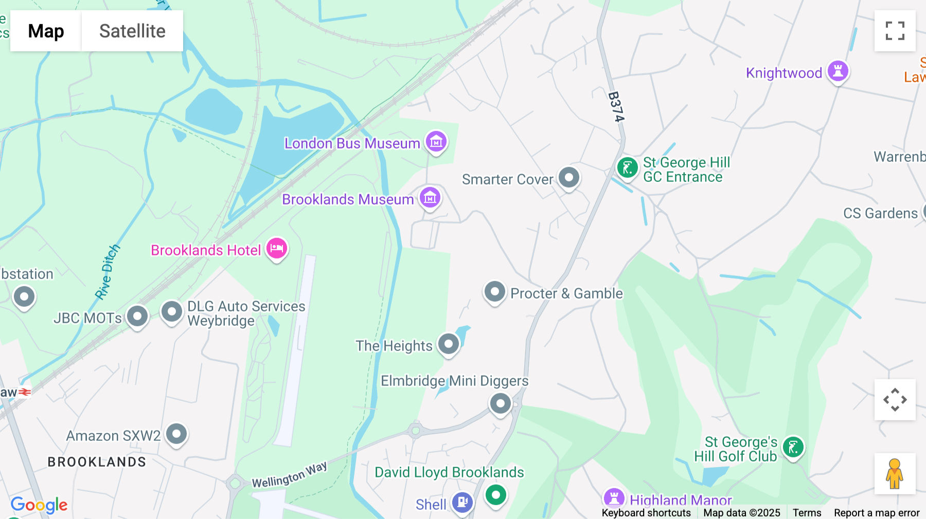 Click for interative map of The Heights, Weybridge