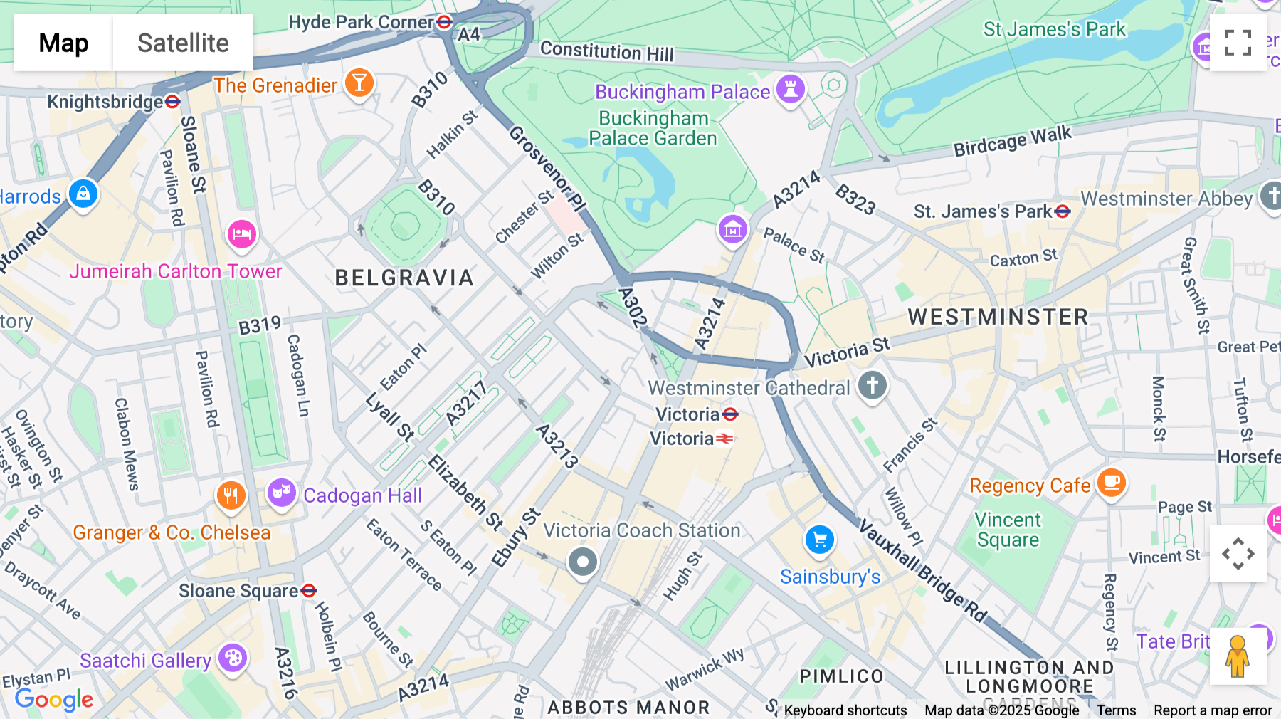 Click for interative map of 40 Grosvenor Gardens, London