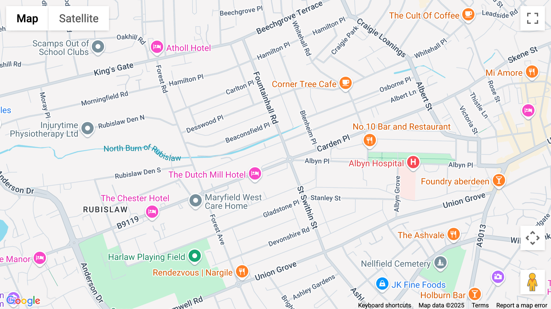 Click for interative map of 3 Queen's Gardens, Aberdeen