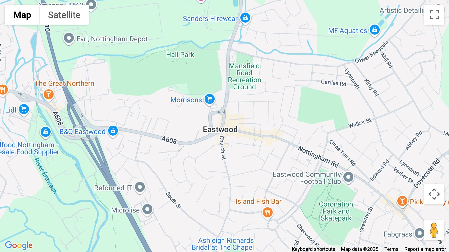 Click for interative map of 8 Mansfield Road, Eastwood, Nottingham