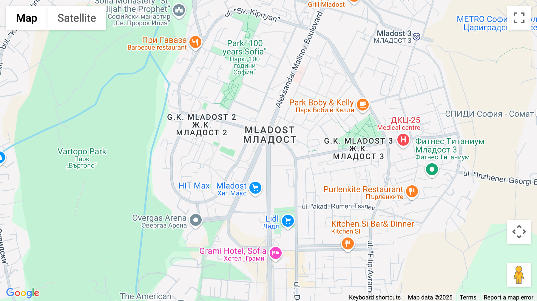 Click for interative map of 31 Alexander Malinov Boulevard, Sofia