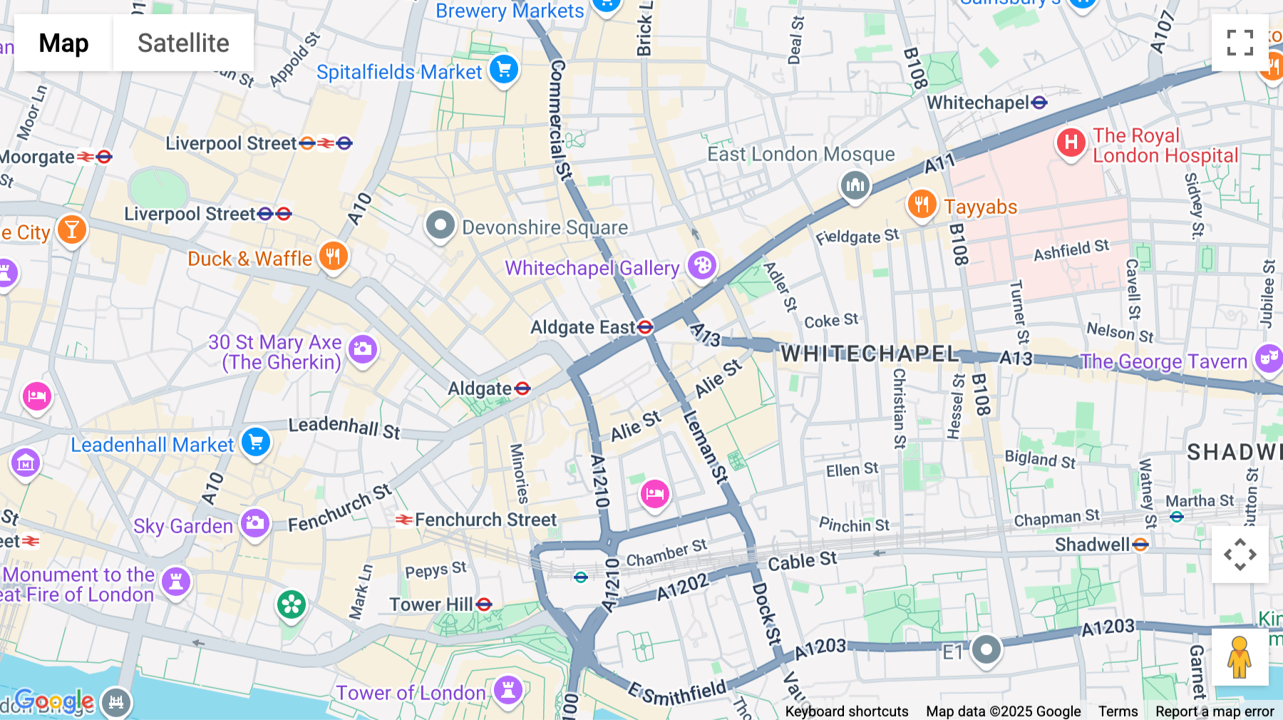 Click for interative map of 2 Leman Street, London