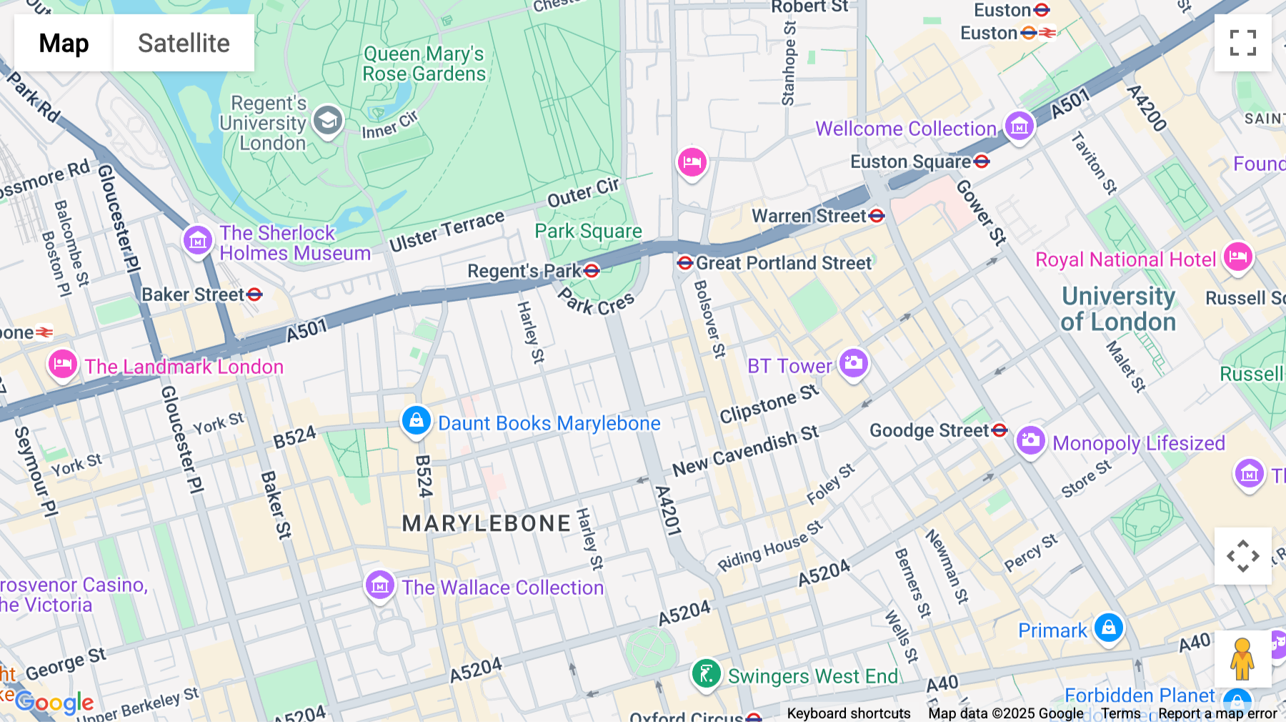 Click for interative map of 76 Portland Place, London