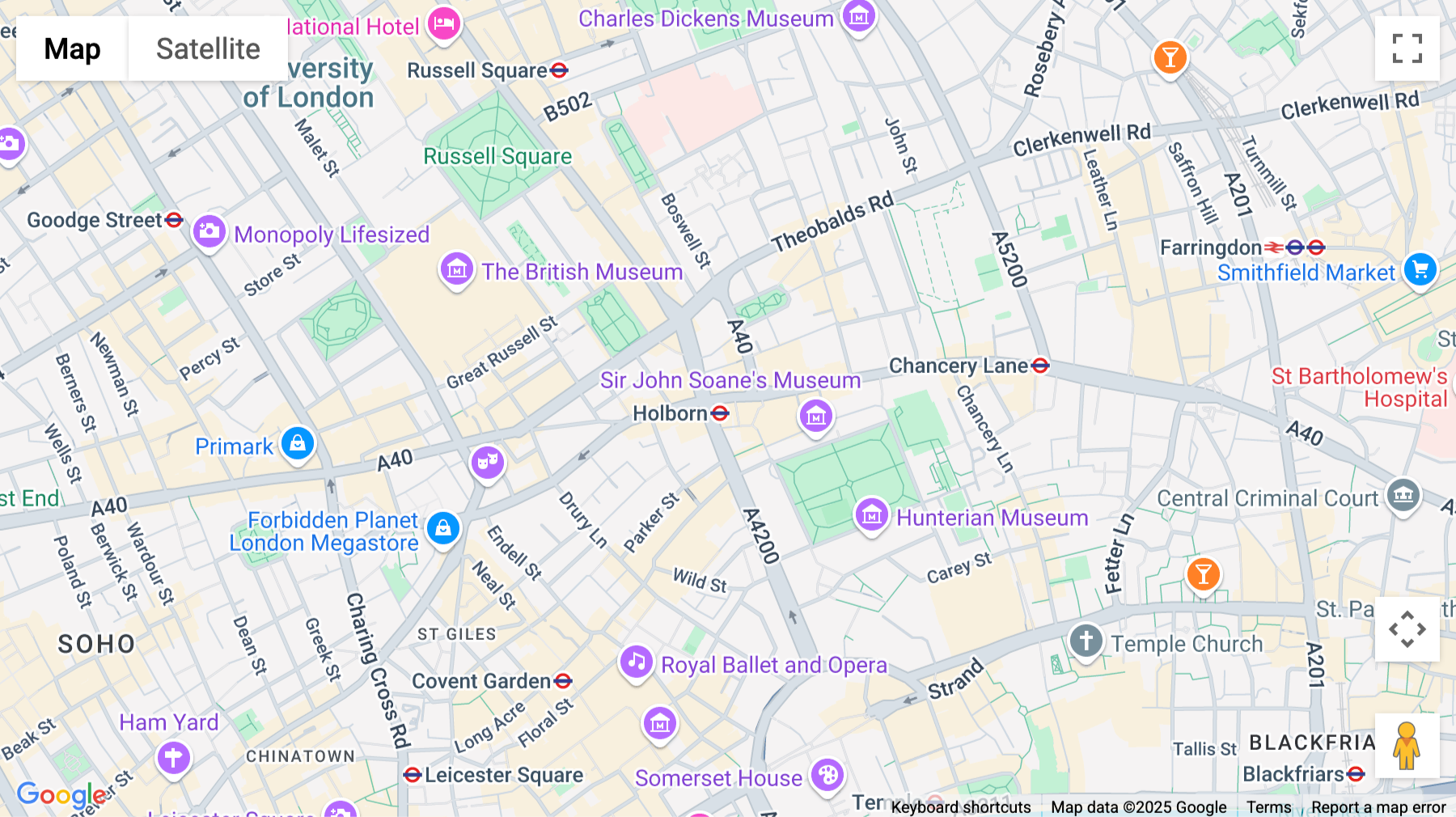 Click for interative map of 229-231 High Holborn, London