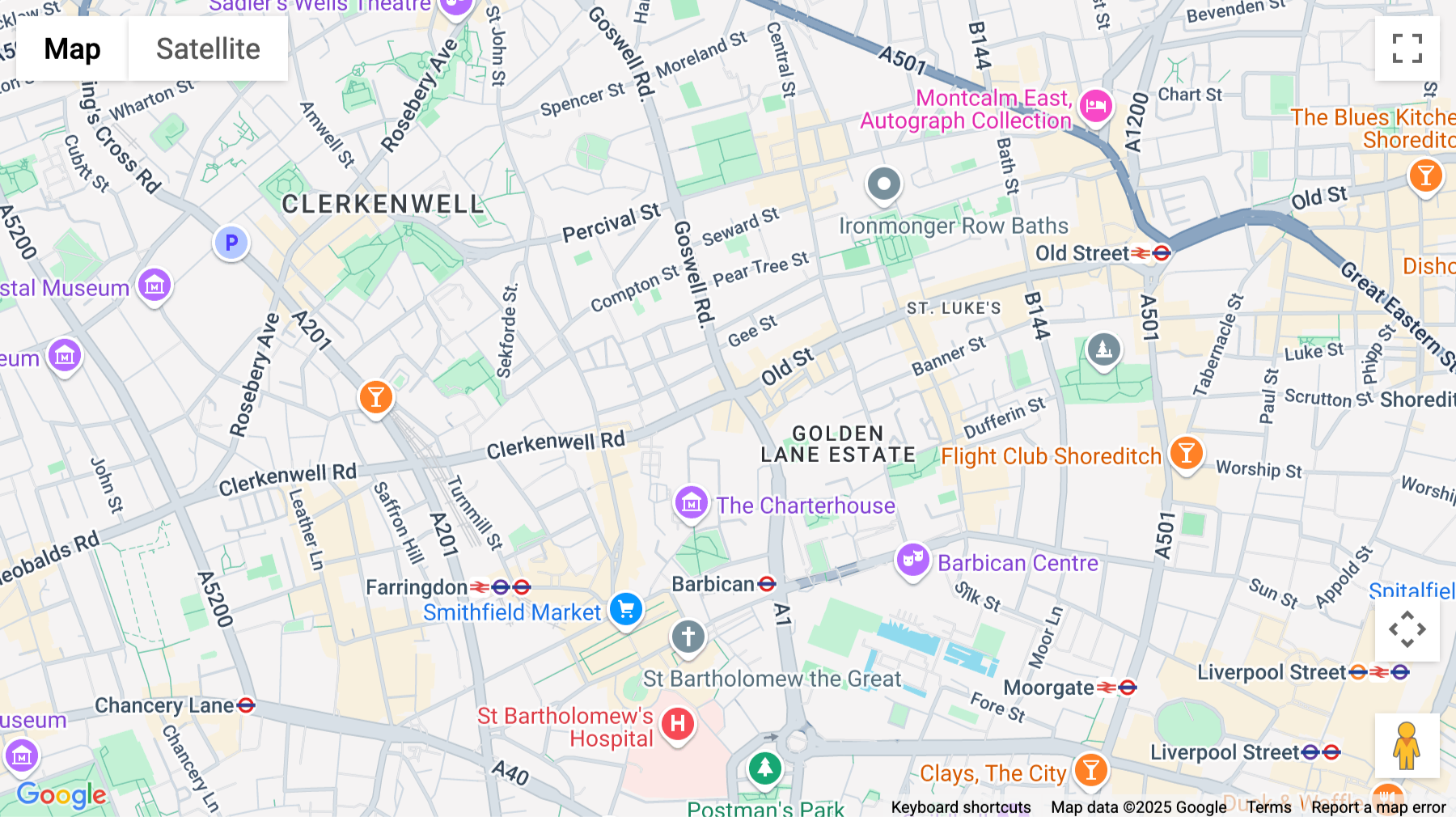 Click for interative map of 7, Charterhouse Bldgs, London