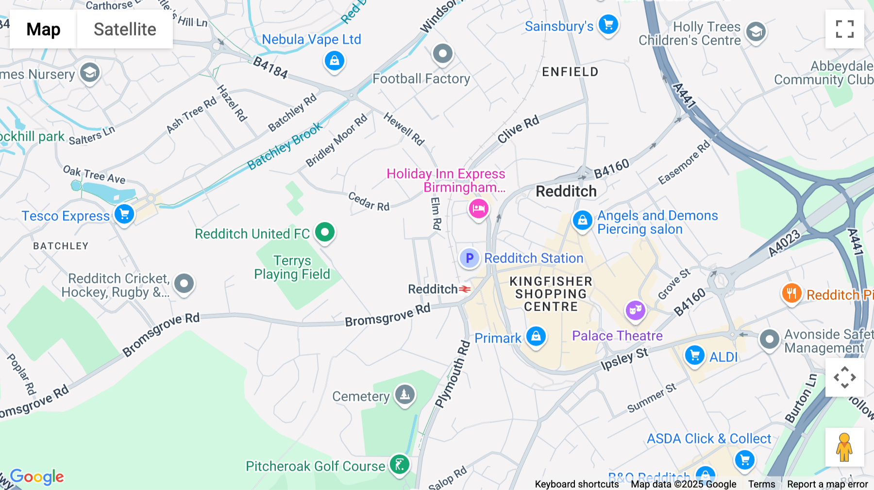 Click for interative map of Edward Street, Redditch