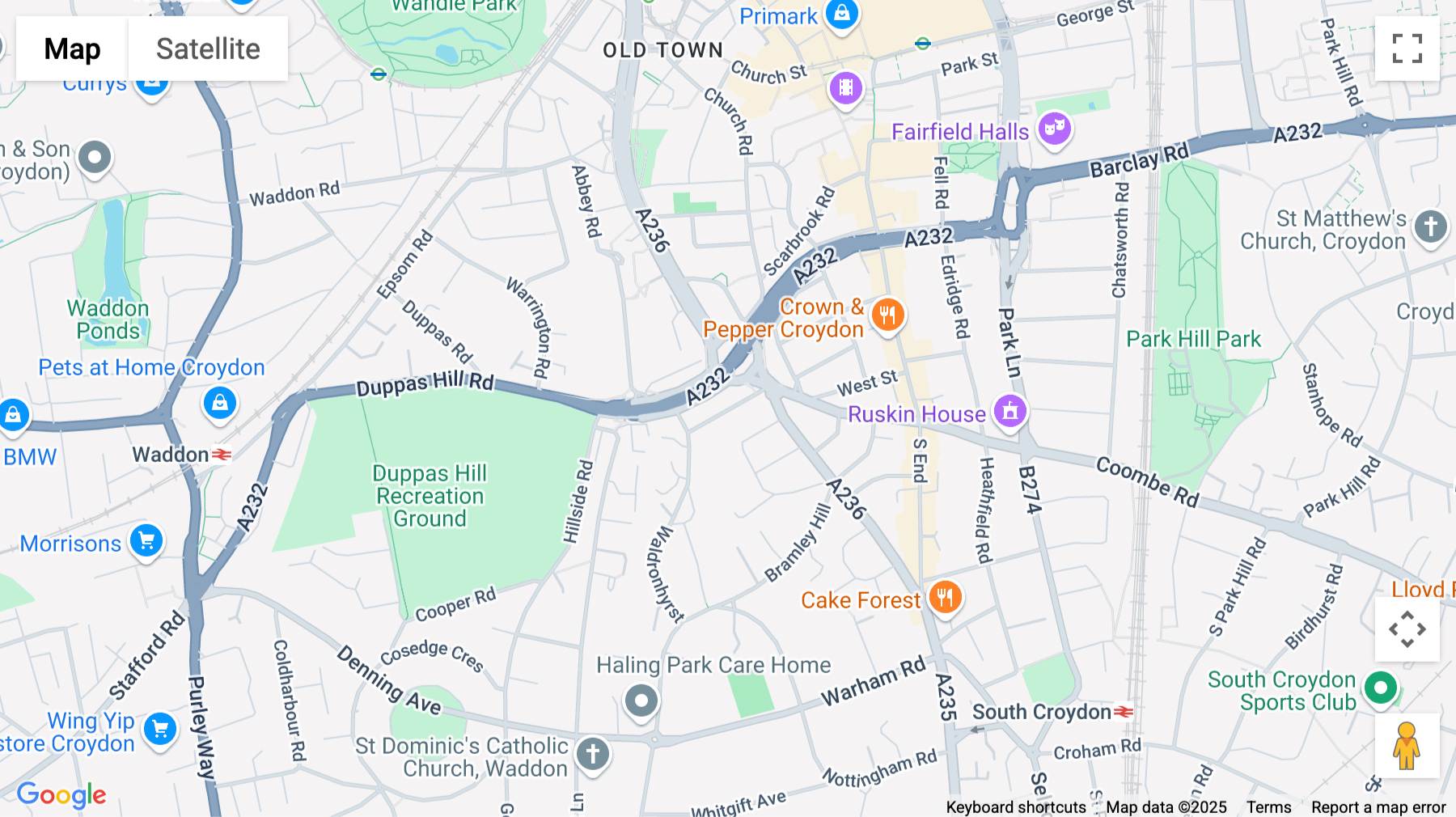 Click for interative map of Southbridge Place, Croydon
