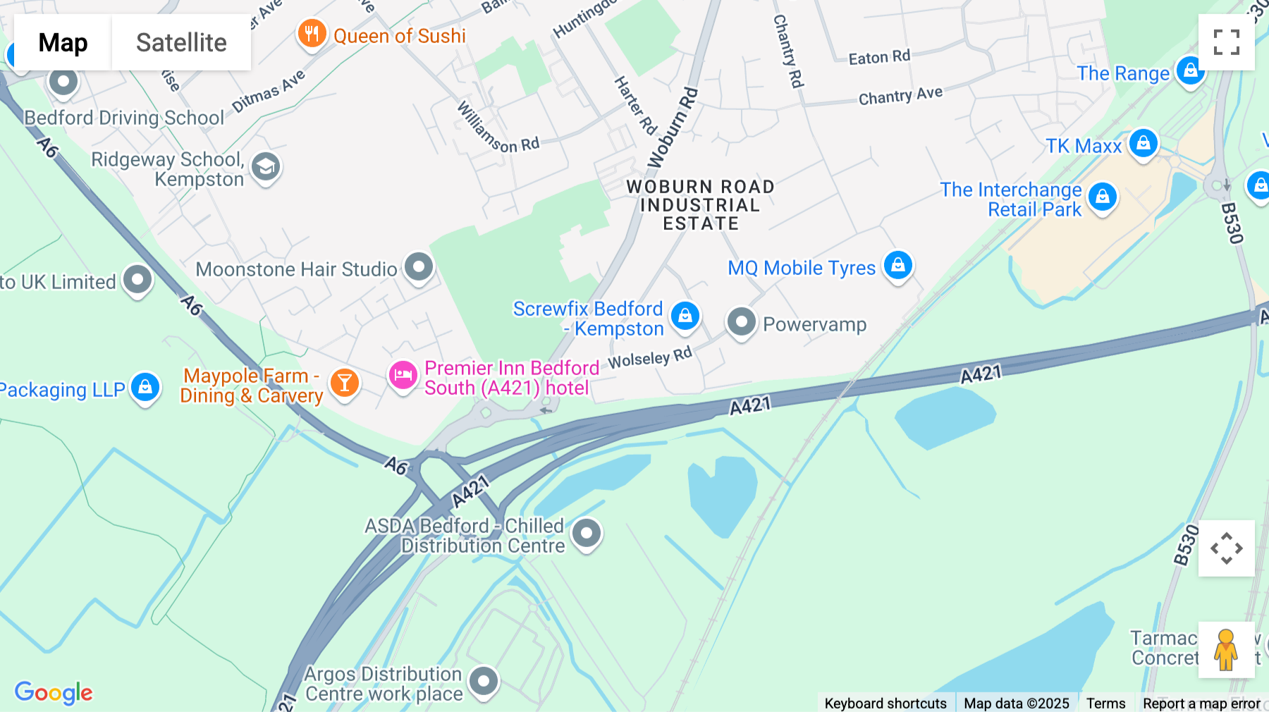 Click for interative map of Wolseley Road, Kempston