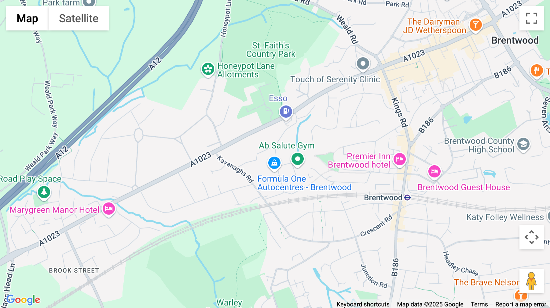 Click for interative map of Hubert Road, Brentwood