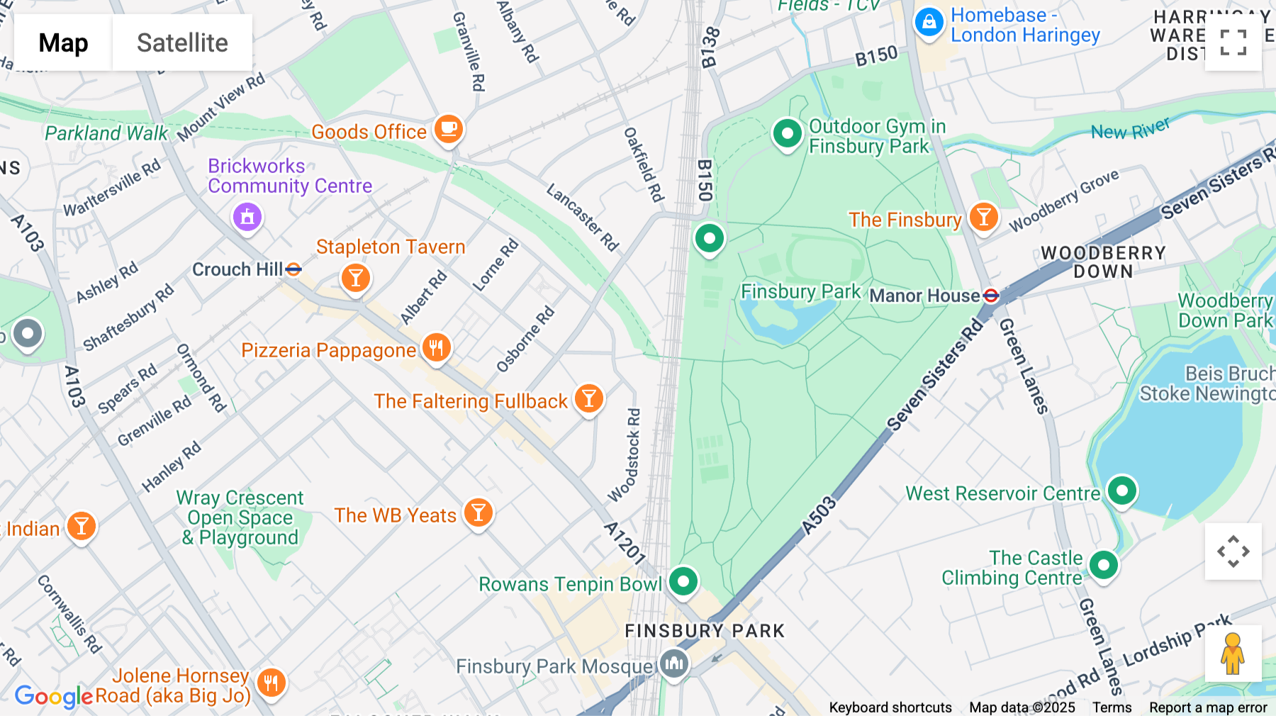 Click for interative map of 49, Oxford Road, Finsbury Park, London