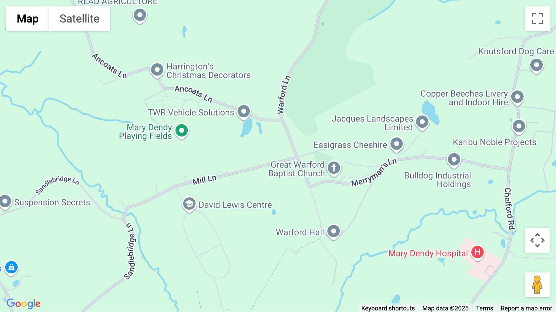 Click for interative map of Mill Lane, Alderley Edge