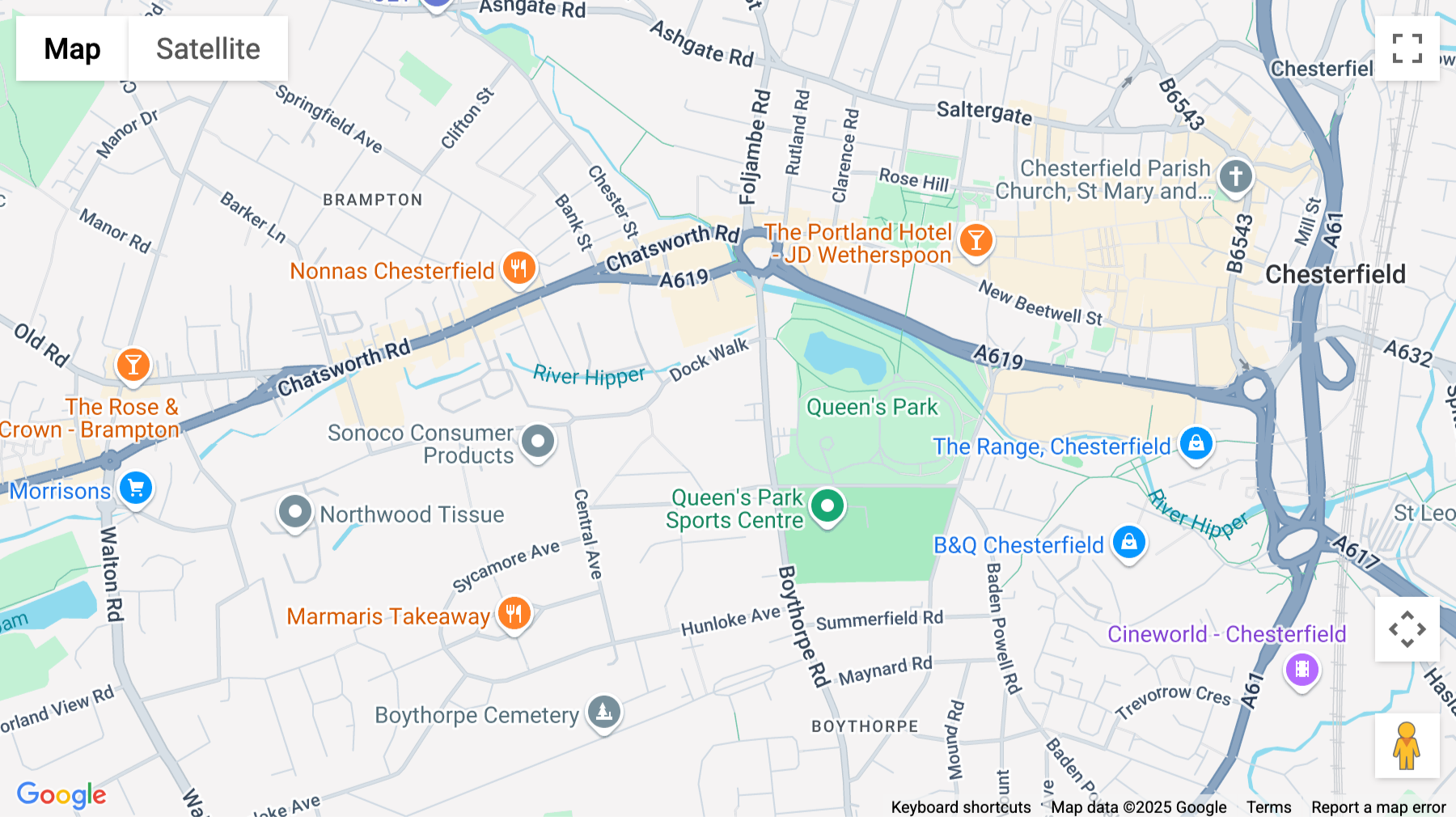 Click for interative map of Boythorpe Rd, Chesterfield
