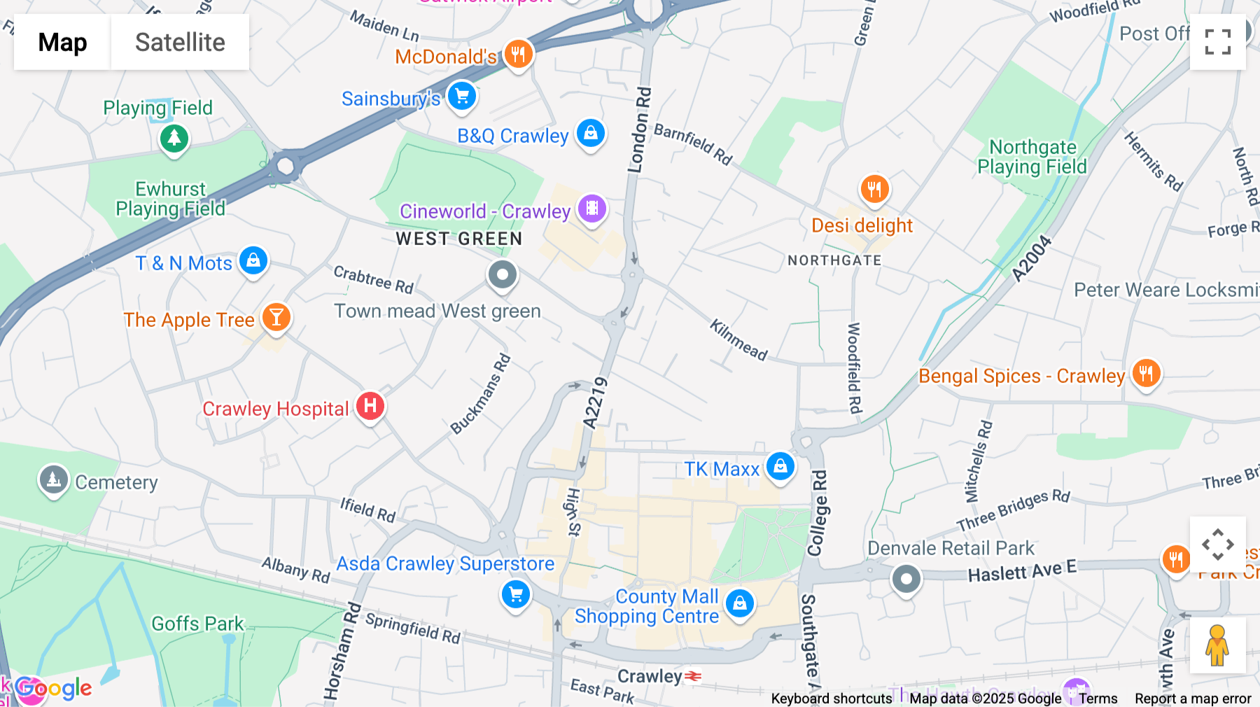 Click for interative map of 125, High Street, Crawley