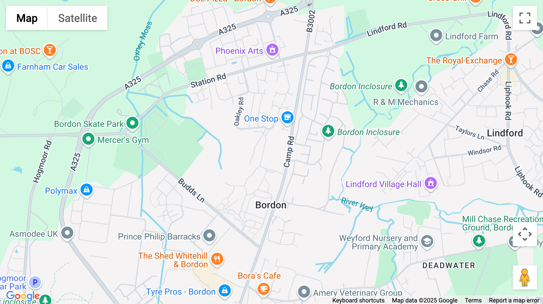 Click for interative map of Hampshire Road, Bordon