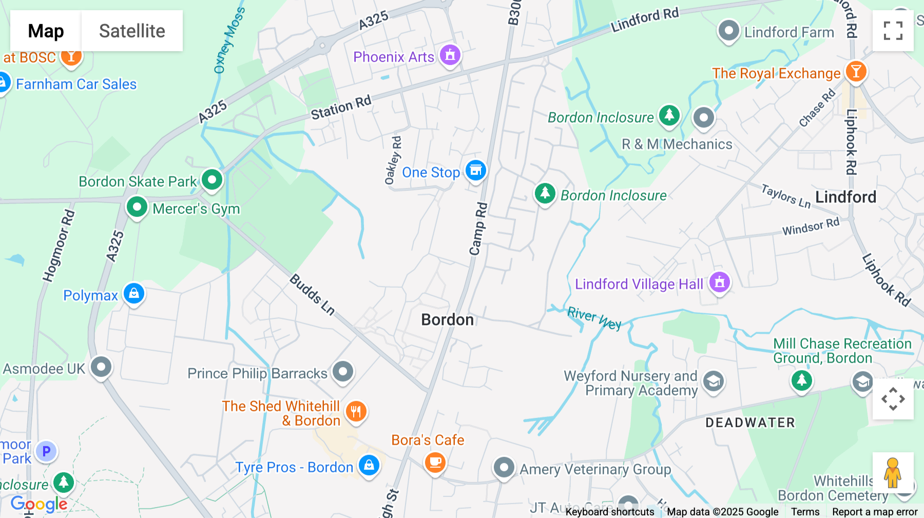 Click for interative map of Kildare Road, Bordon