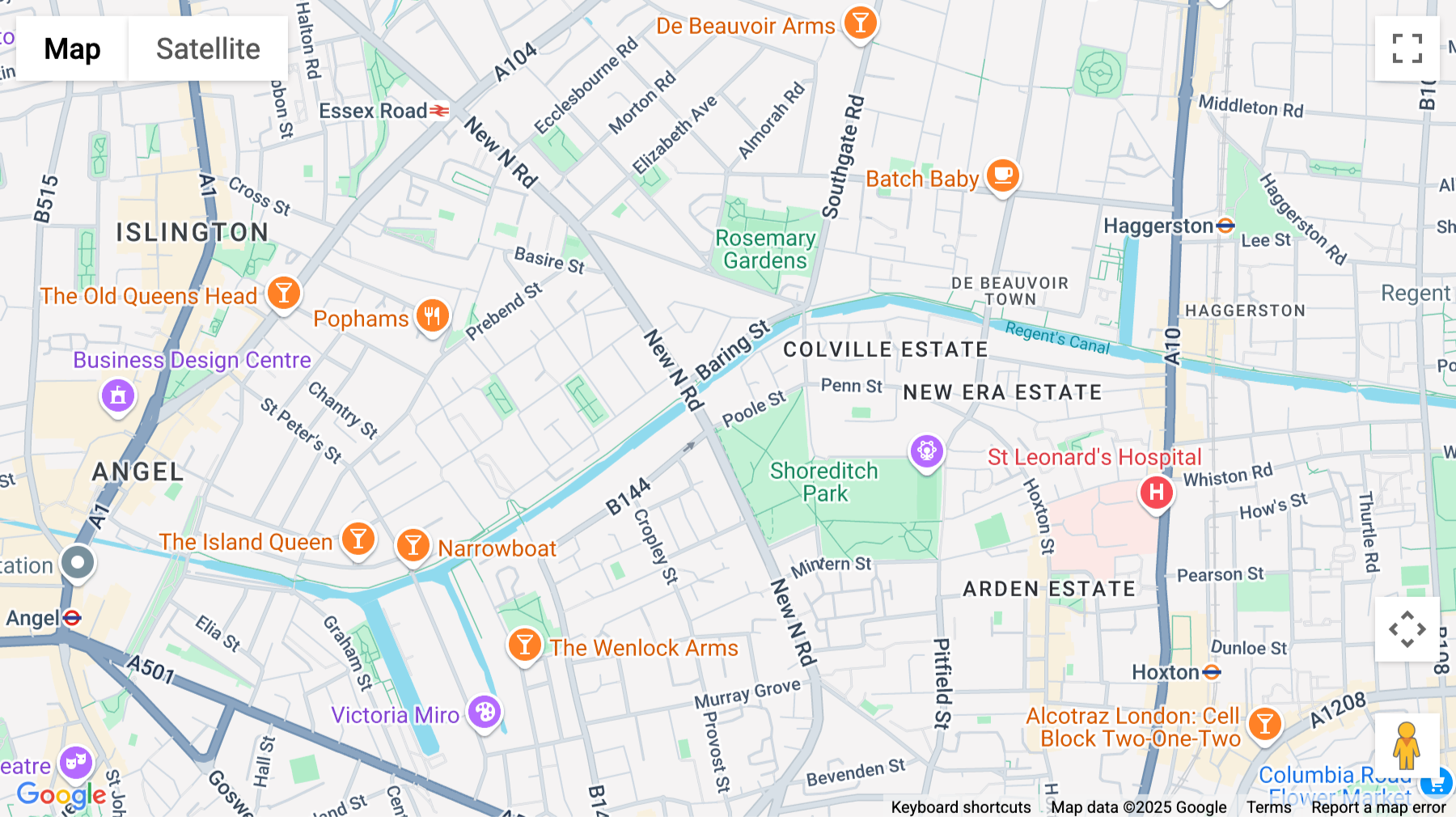 Click for interative map of 1 Poole Street, Gainsborough Studios, London