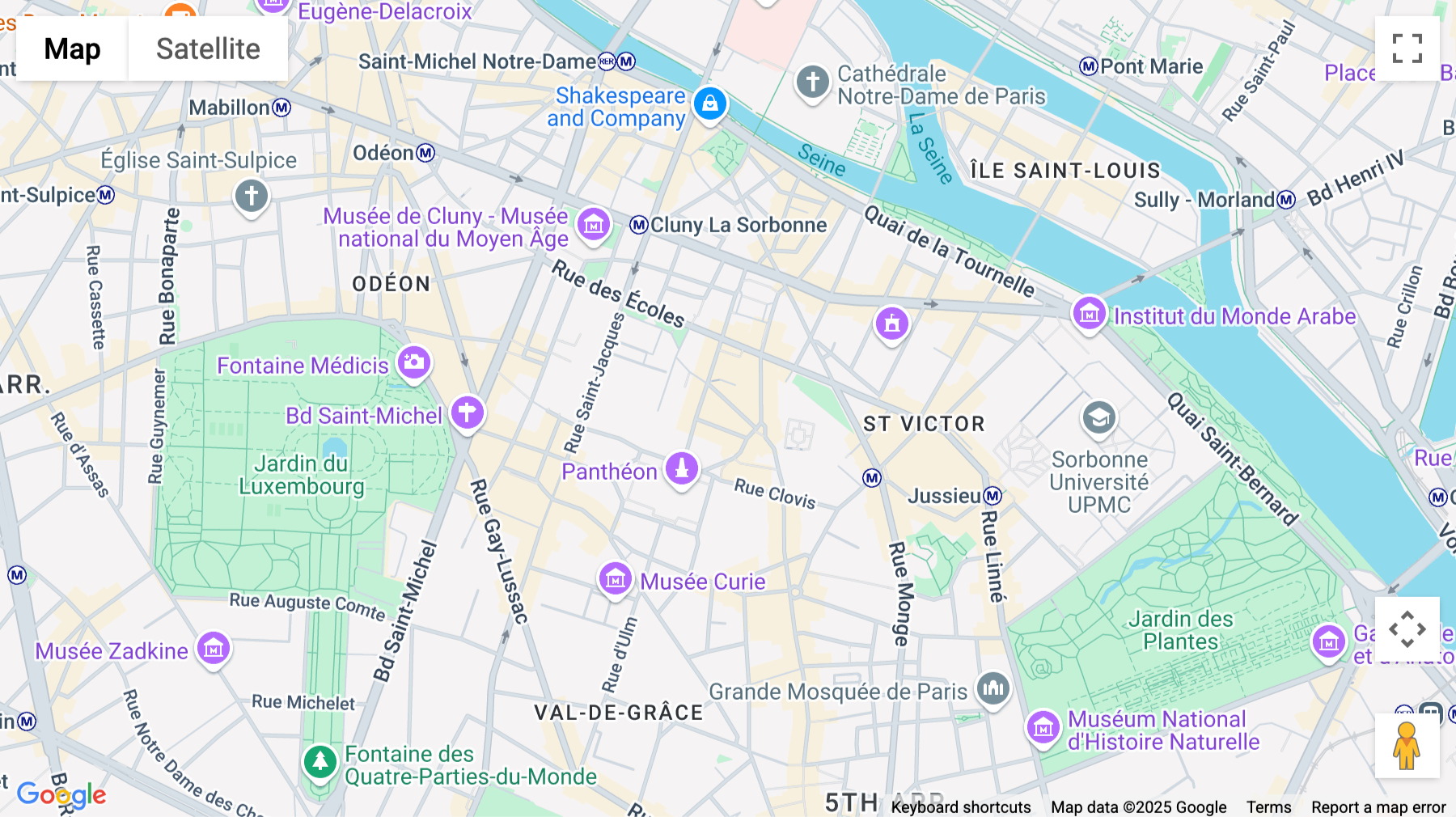 Click for interative map of 11, Rue de l'École Polytechnique, Paris