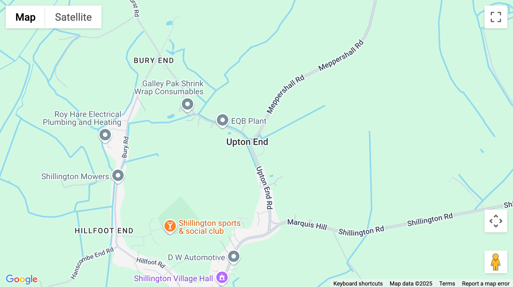 Click for interative map of Upton End Road and Meppershall Road, Shillington, Hitchin