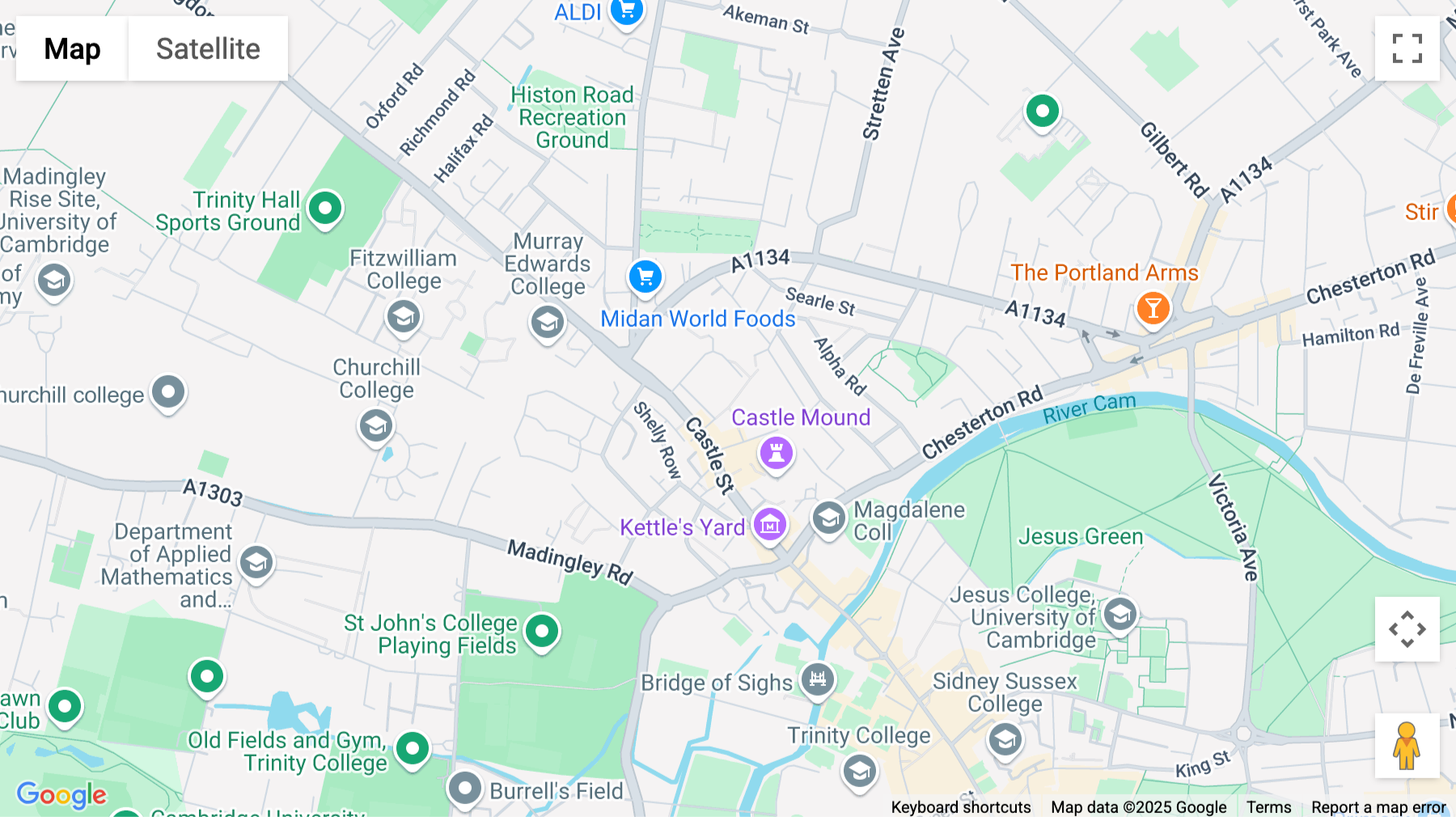 Click for interative map of Castle Park, Cambridge