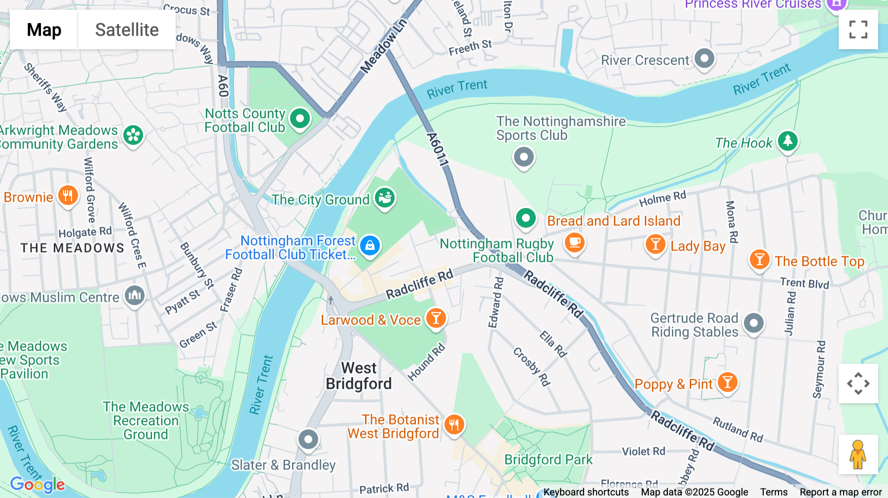 Click for interative map of Hawksworth Road, West Bridgford